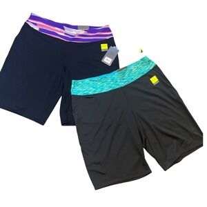 Tek Gear Womens Reversible Bike Shorts Bundle 2 Pairs Black Large  NEW